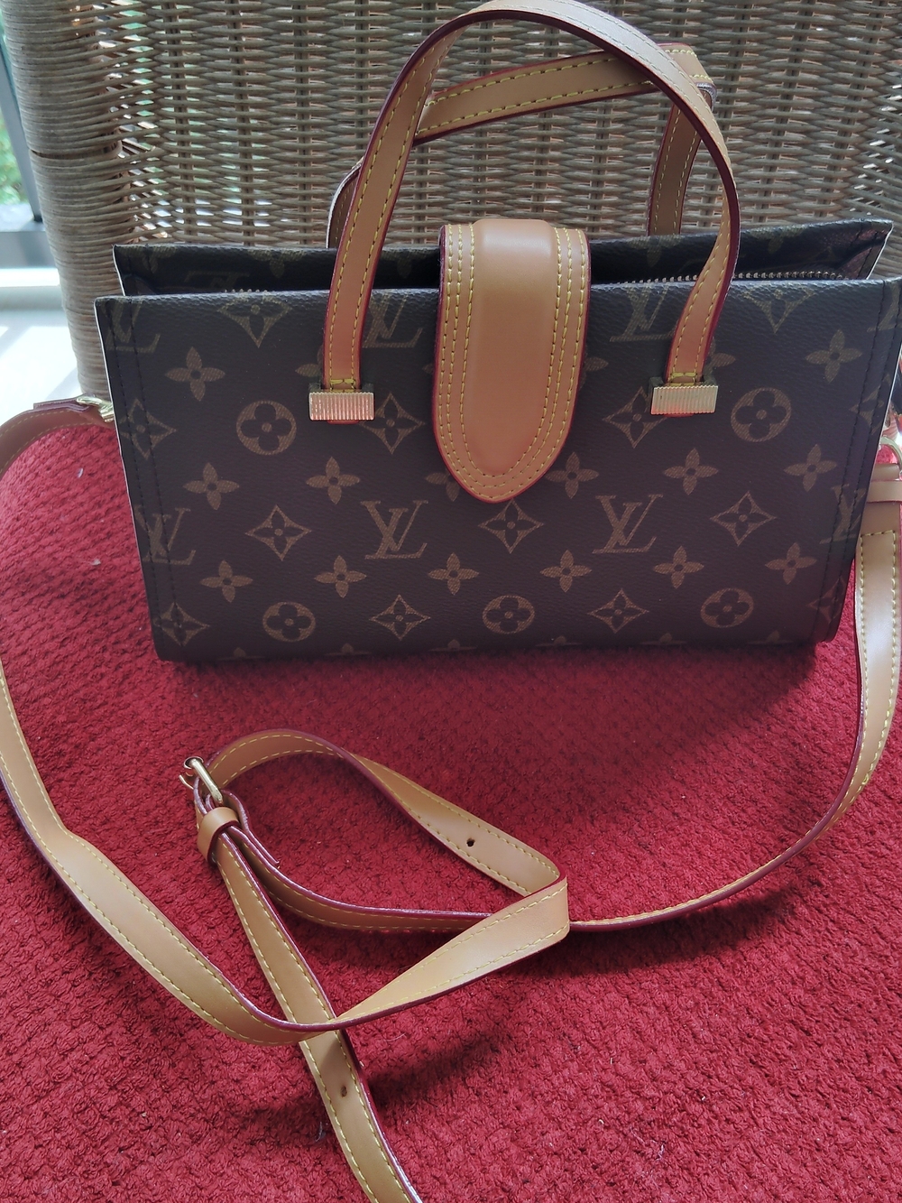 Louis Vuitton Monogram Canvas Satchel with Natural Vachetta Trim